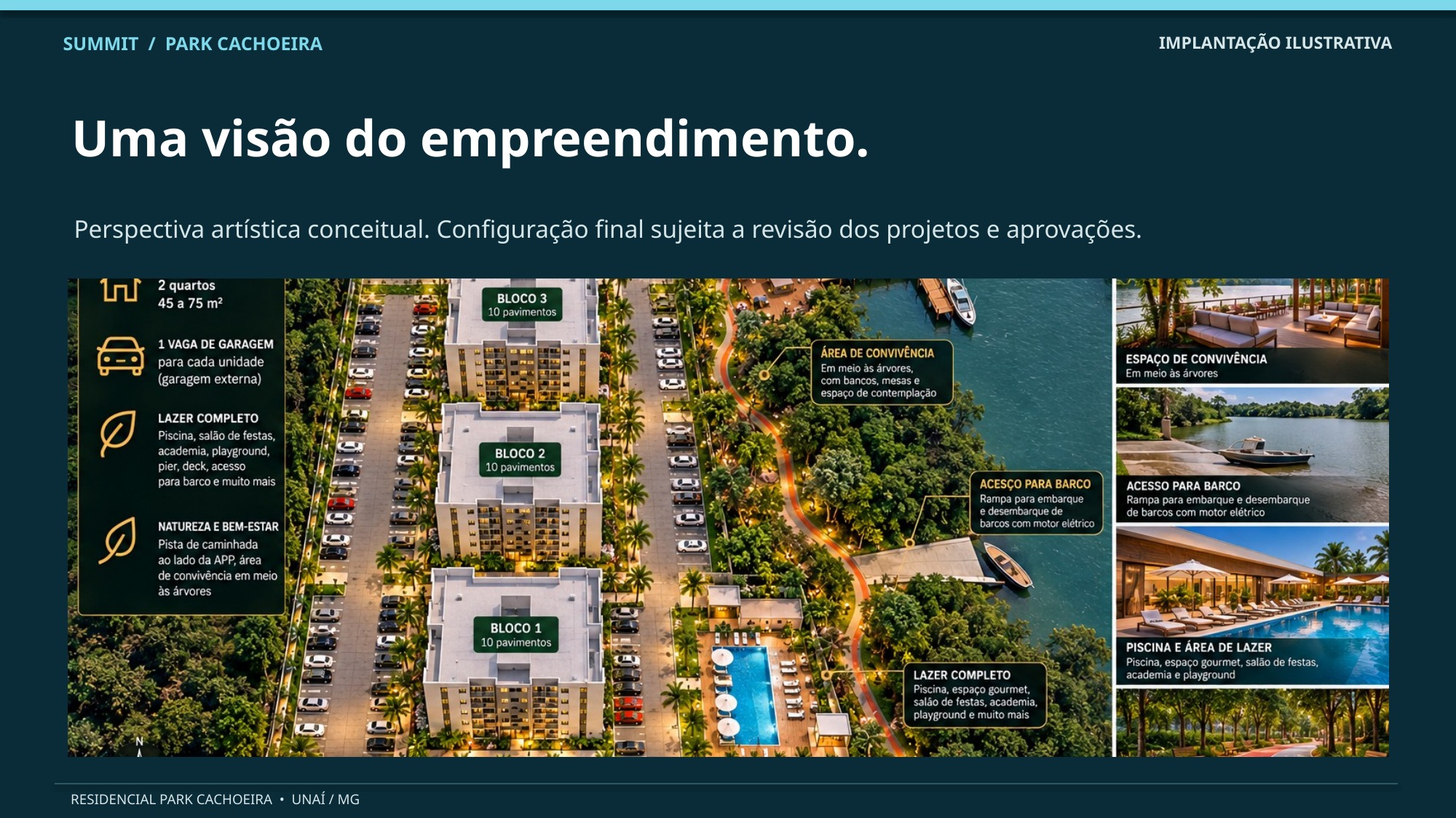 Implantação ilustrativa do Residencial Park Cachoeira